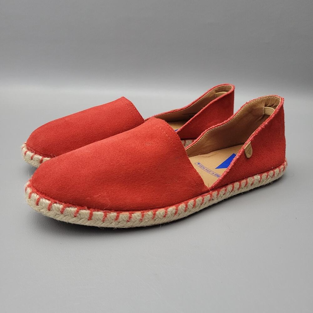 Verbenas Espadrilles Carmen Red Suede Flat Slip On Shoes Women's 39/ US 8.5
